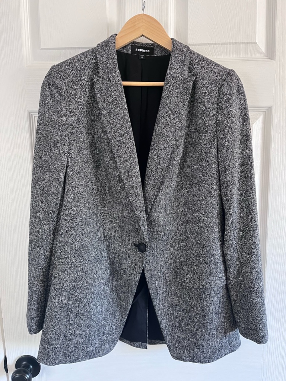 Express Gray Tweed One-Button Blazer